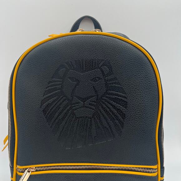 Disney Lion King Backpack Black and Yellow Faux Leather Embossed Lion Face NWT - Picture 3 of 9